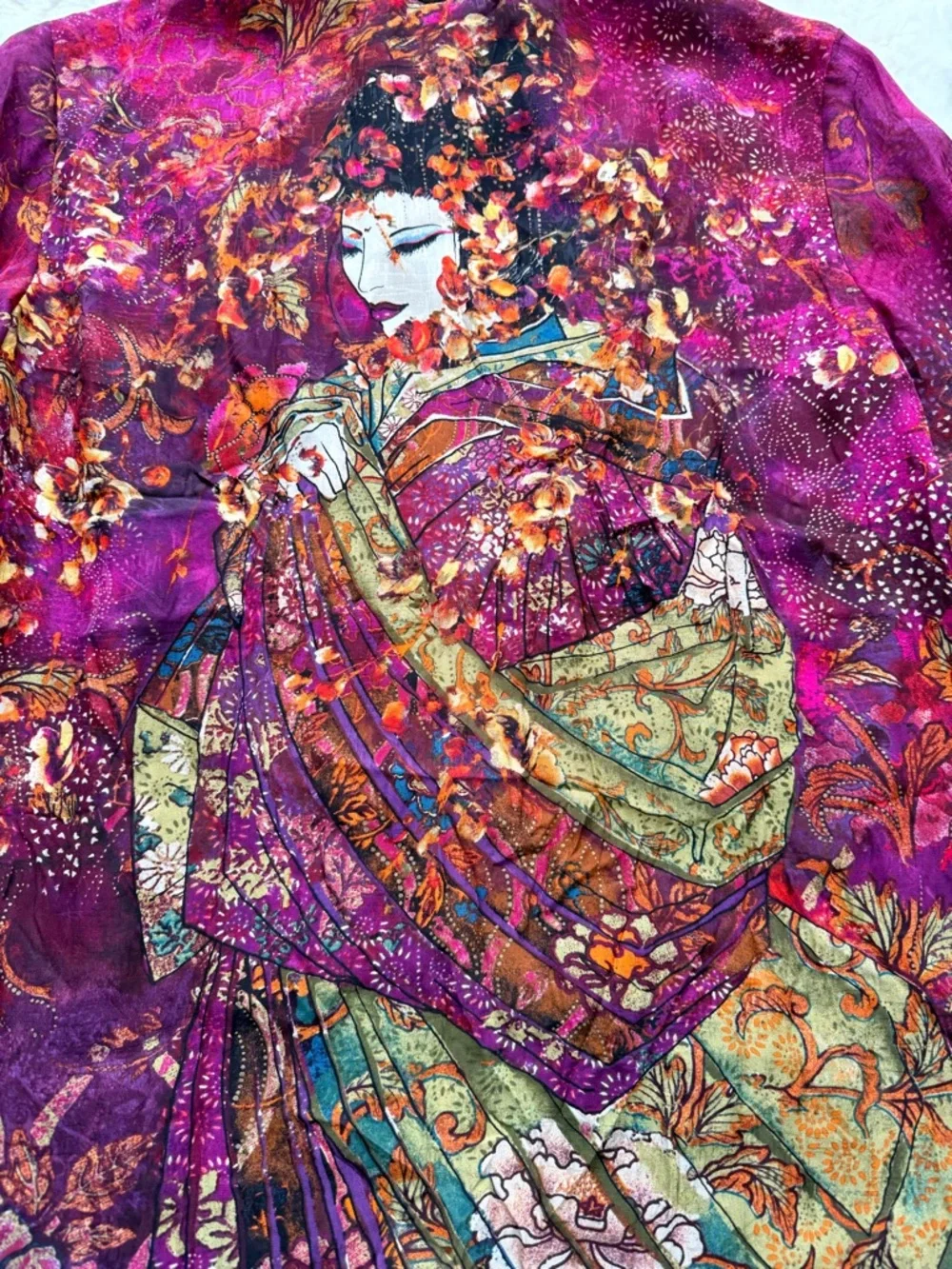 STUNNING NWT Chico's Artistico Vibrant Geisha Artsy Floral Silk Tunic Top - Picture 8 of 11
